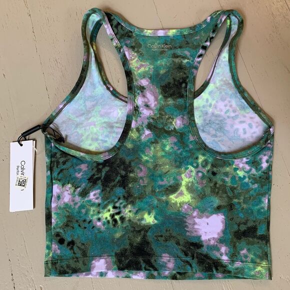 NWT Calvin Klein Performance Printed Racerback Cropped Tank Top Size Xsmall - Picture 3 of 8